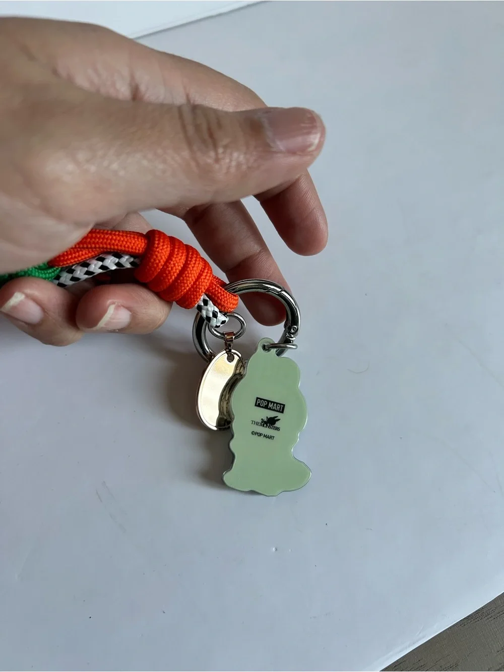 Labubu Bright Orange and Green Kids Paracord Keyring with Character Charm